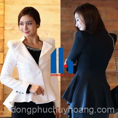 May đồng phục công sở nữ áo vest xòe