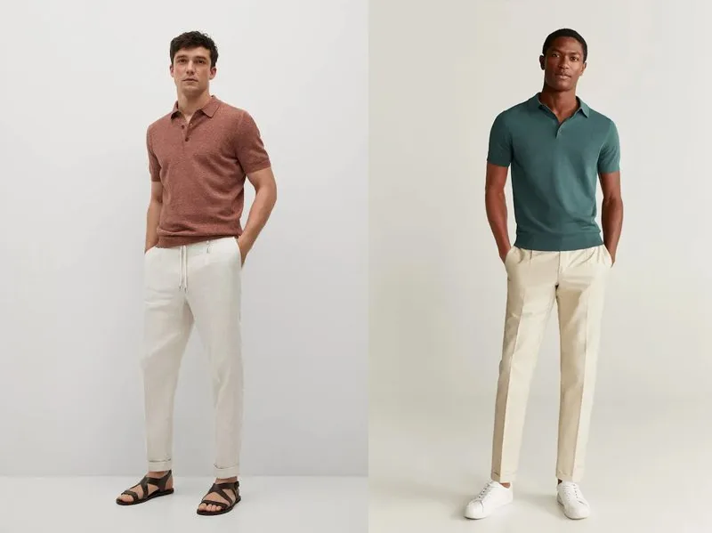 Áo thun đồng phục polo + Quần Chinos - phong cách tinh tế.