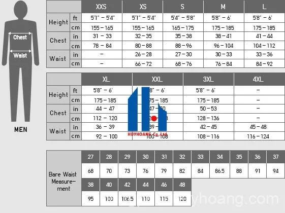 kích thước áo thun đồng phục