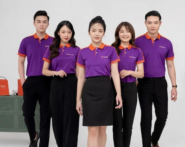Áo đồng phục màu tím ngân hàng TP Bank