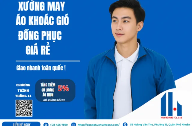 Xưởng may áo khoác gió đồng phục giá rẻ tại TPHCM