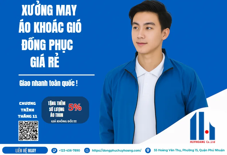 Xưởng may áo khoác gió đồng phục giá rẻ tại TPHCM
